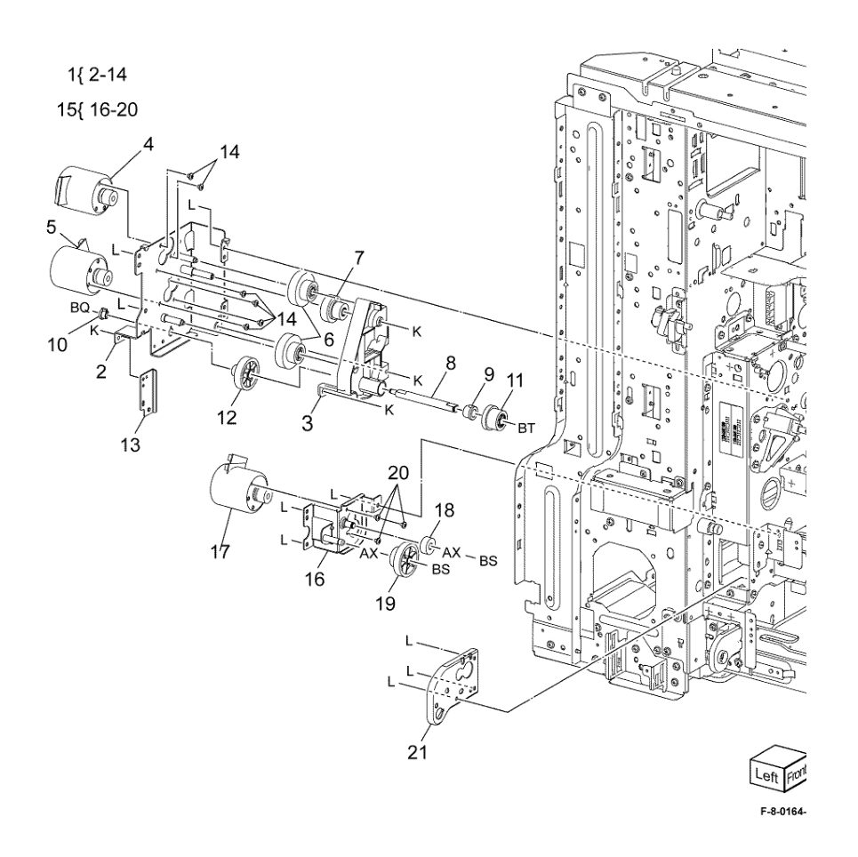 PL 80.95 Registration Drive Assembly parts diagram - Xerox VersaLink C8000 / C9000