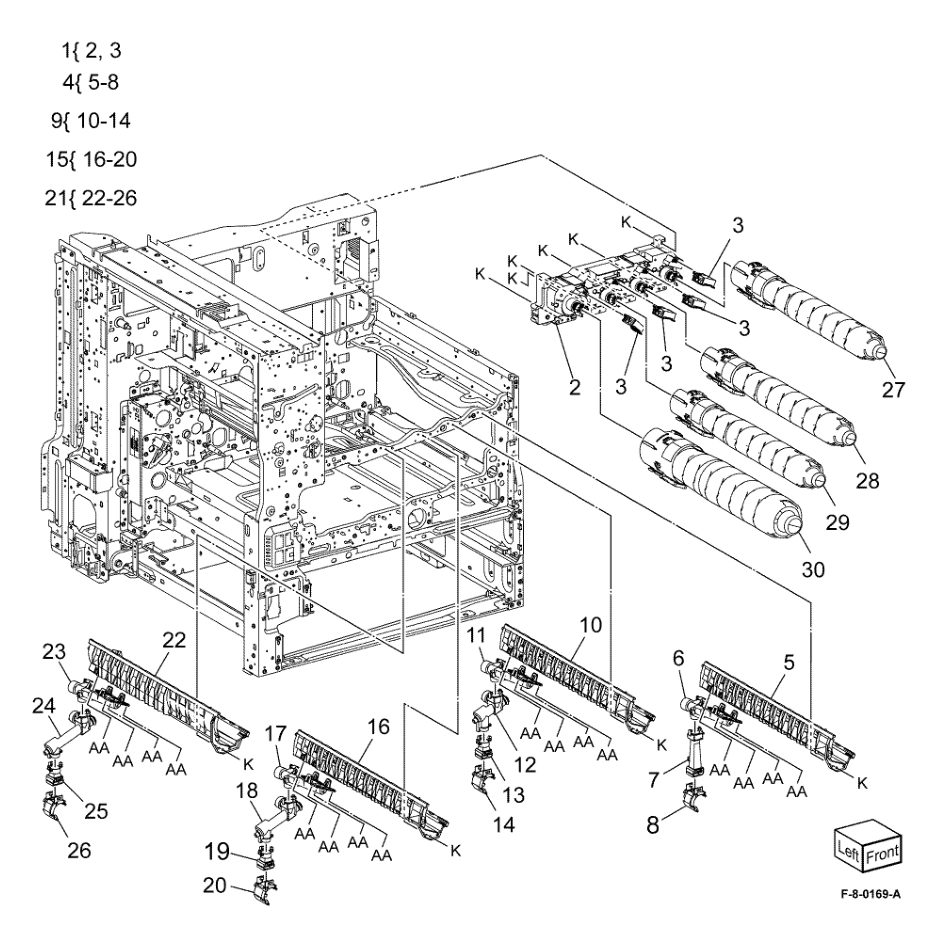 PL 90.10 Toner Dispense parts diagram - Xerox VersaLink C8000 / C9000