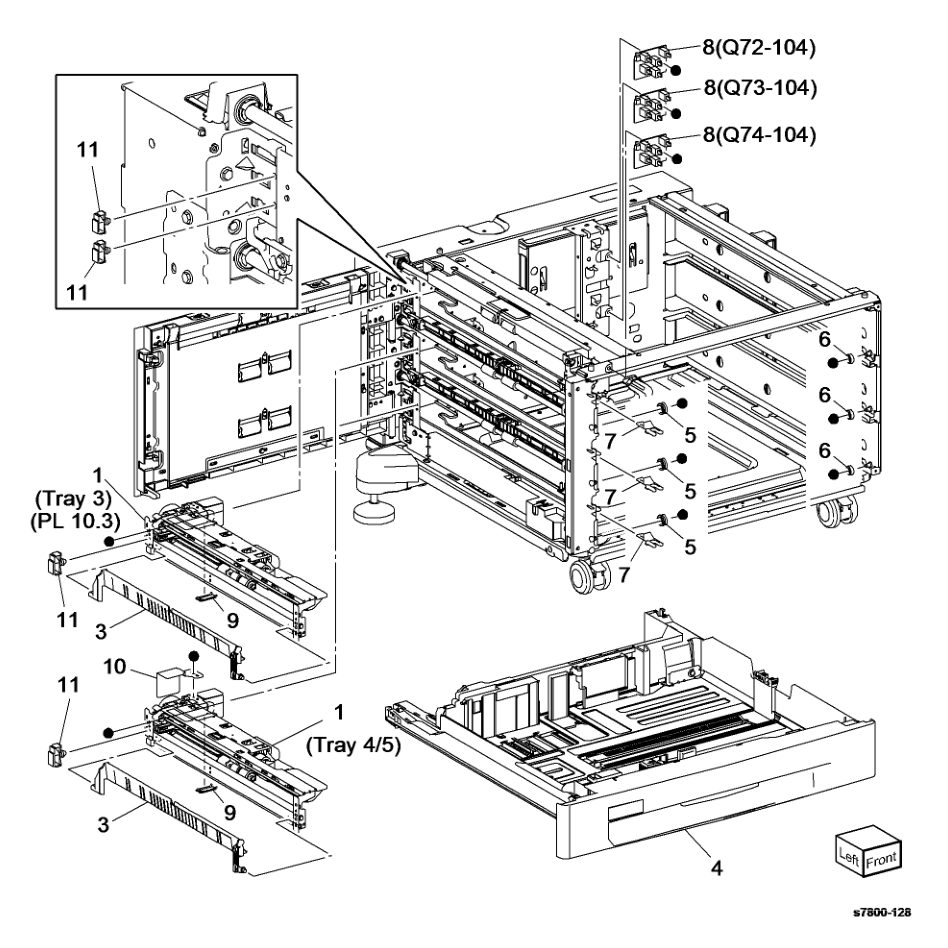 PL 10.1 3 Tray Module parts diagram - Xerox Phaser 7800