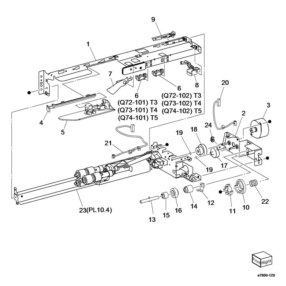 PL 10.3 Tray 3/4/5 Feeder Assembly (1 parts diagram - Xerox Phaser 7800