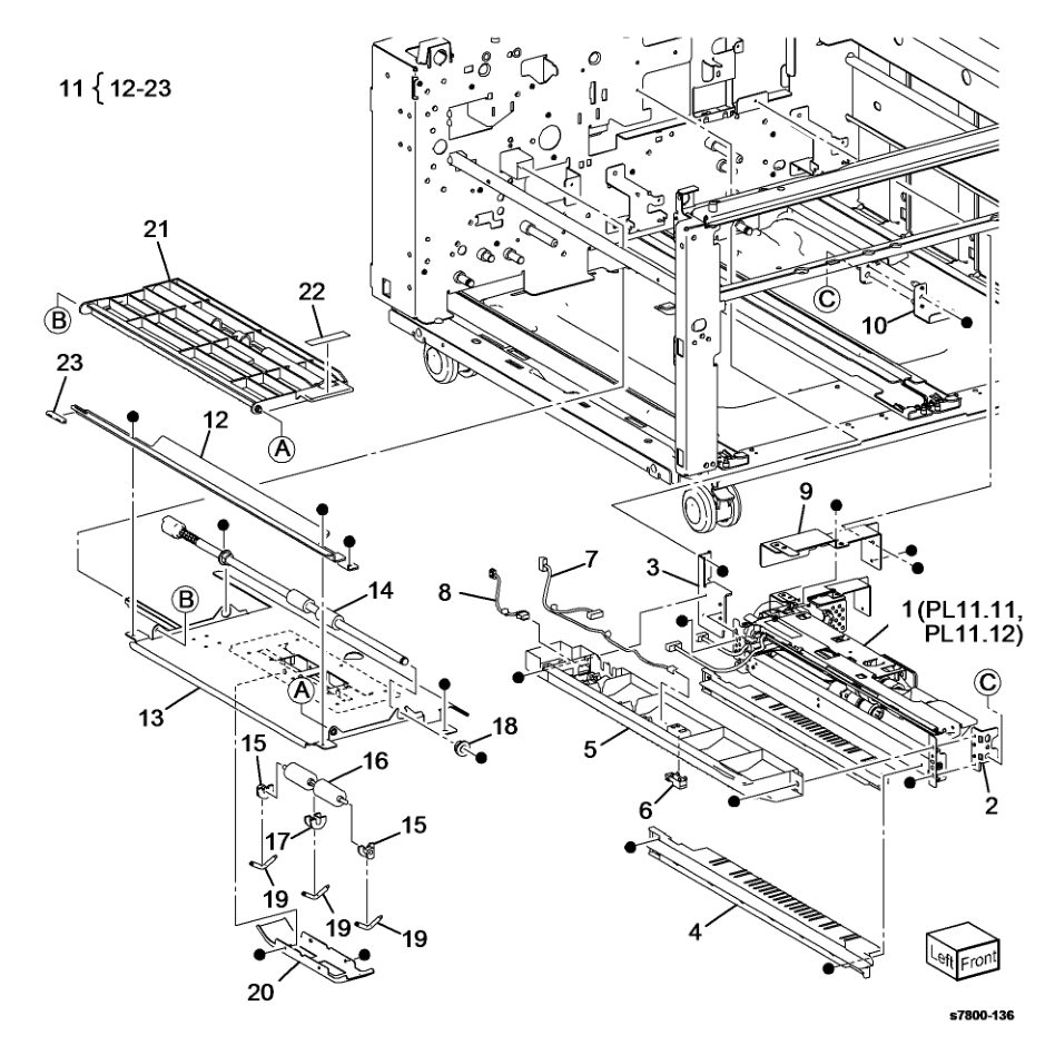 PL 11.5 Tray 5 Paper Feed - TT parts diagram - Xerox Phaser 7800