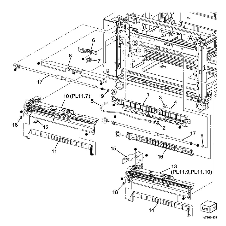 PL 11.6 Tray 3/4 Paper Feed - TT parts diagram - Xerox Phaser 7800