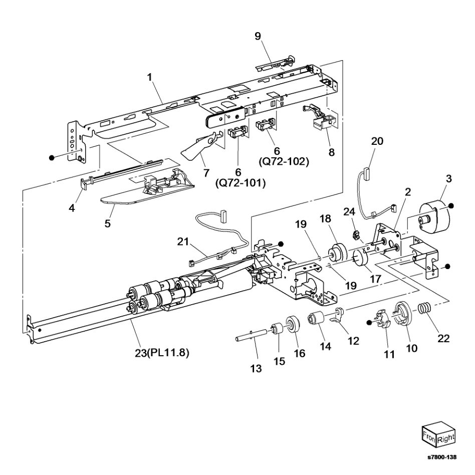 PL 11.7 Tray 3 Feeder -TT (1 of 2) parts diagram - Xerox Phaser 7800