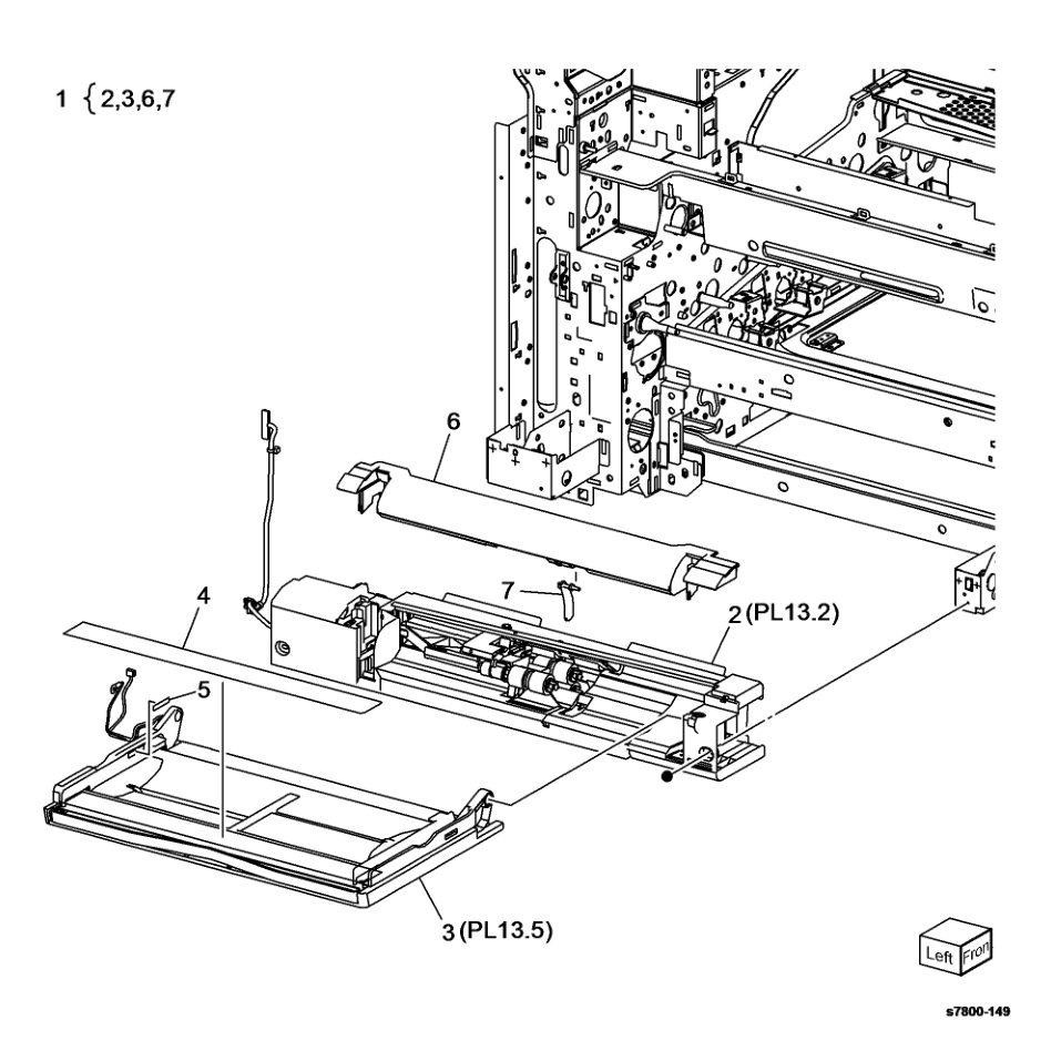 PL 13.1 Tray 1 (MPT) (1 of 5) parts diagram - Xerox Phaser 7800