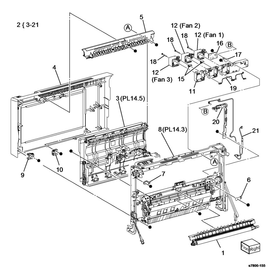 PL 14.2 Left Hand Cover (2 of 2) parts diagram - Xerox Phaser 7800