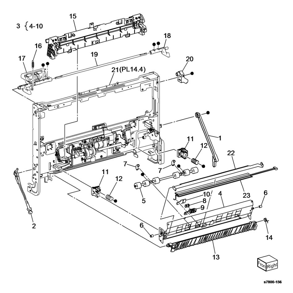 PL 14.3 Left Hand Cover Assembly (1 parts diagram - Xerox Phaser 7800