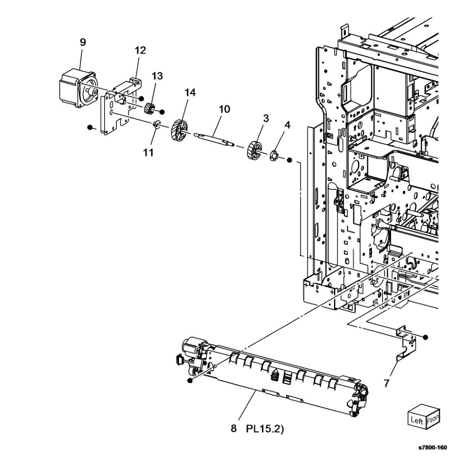 PL 15.1 Registration (1 of 2) parts diagram - Xerox Phaser 7800