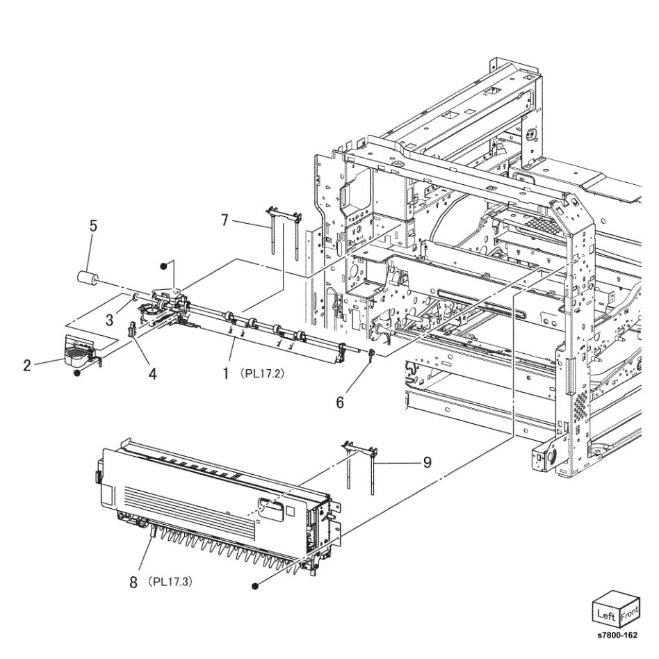 PL 17.1 Exit 1/OCT, Exit 2 parts diagram - Xerox Phaser 7800