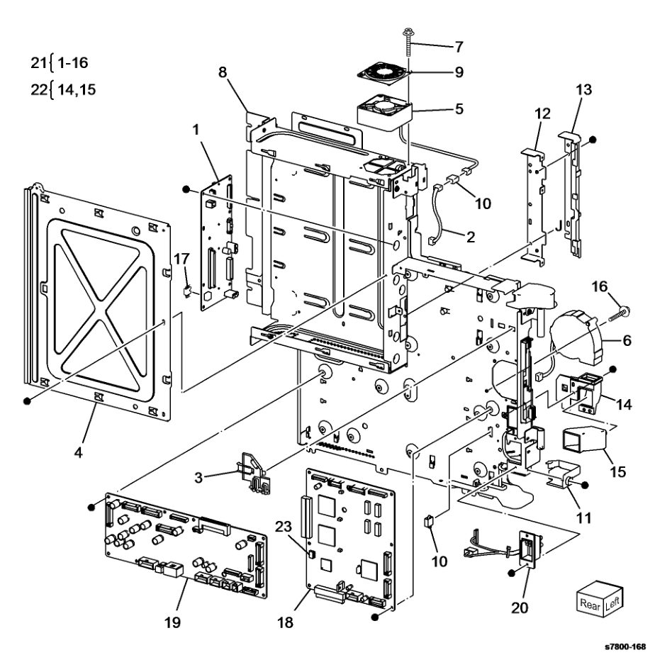 PL 18.2 PWB Chassis unit (2 of 2) parts diagram - Xerox Phaser 7800