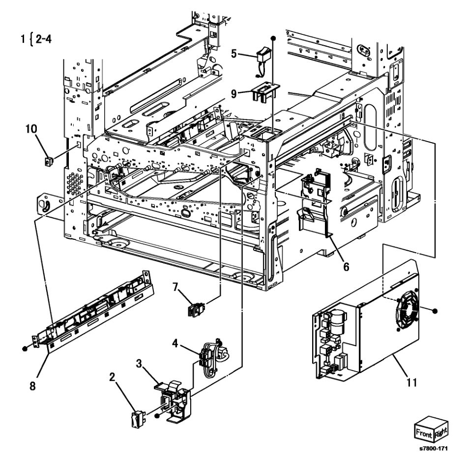 PL 18.5 Electrical Front/Right parts diagram - Xerox Phaser 7800