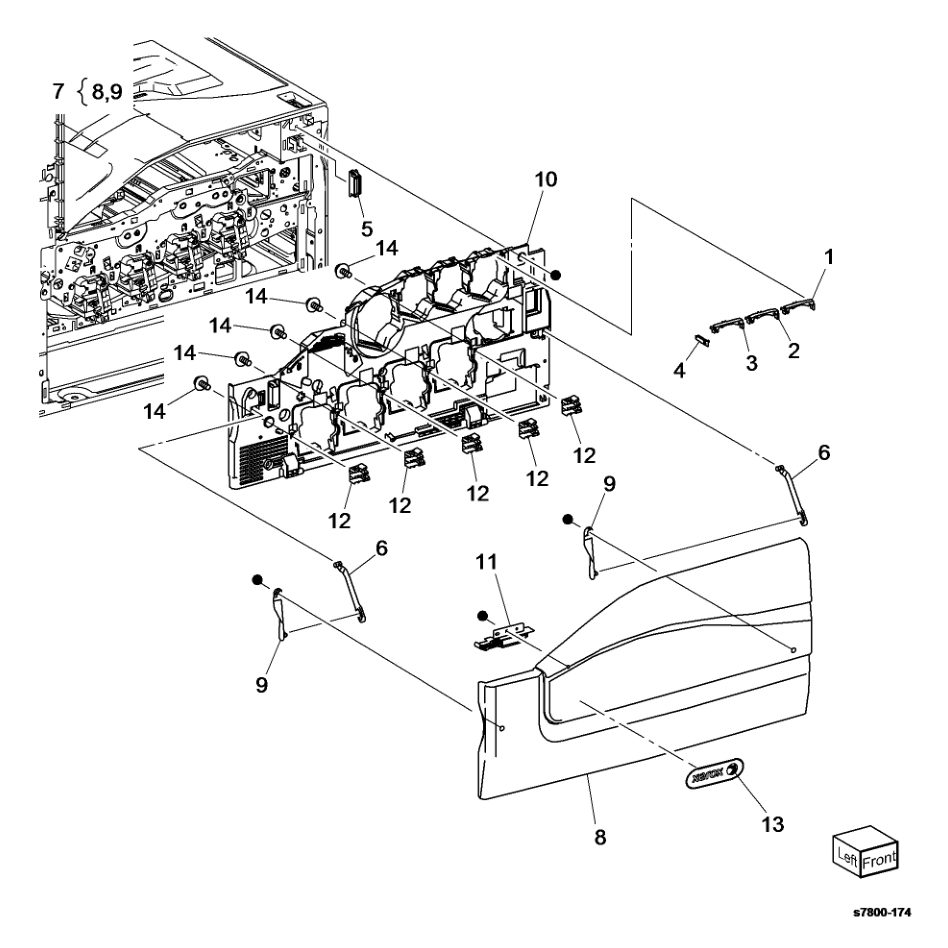 PL 19.1 Covers (1 of 3) parts diagram - Xerox Phaser 7800