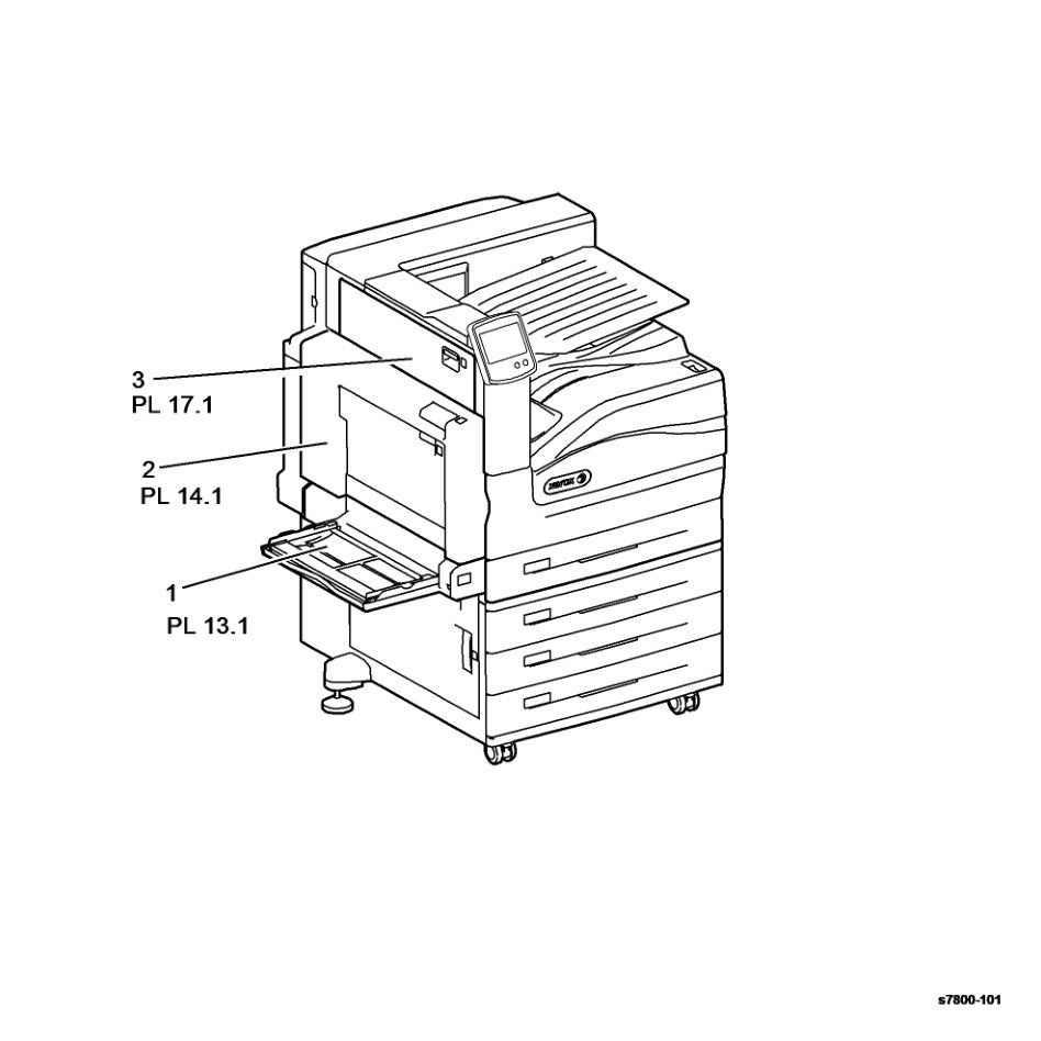 PL 1.0 System parts diagram - Xerox Phaser 7800