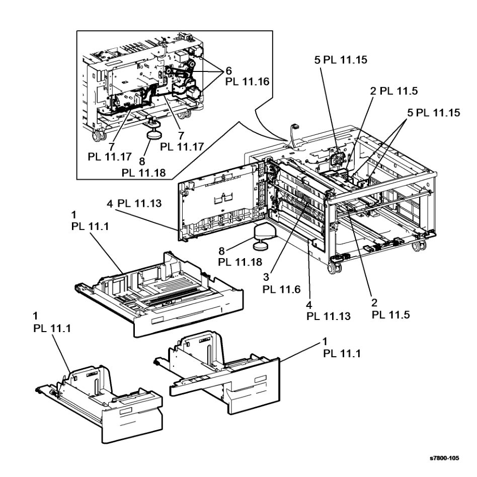 PL 1.4 TTM Overview parts diagram - Xerox Phaser 7800