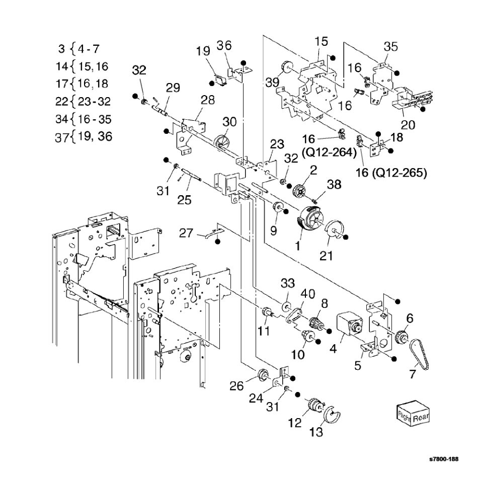 PL 23.11 Finisher Eject (3 of 5) parts diagram - Xerox Phaser 7800