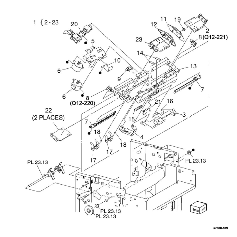 PL 23.12 Finisher Eject (4 of 5) parts diagram - Xerox Phaser 7800