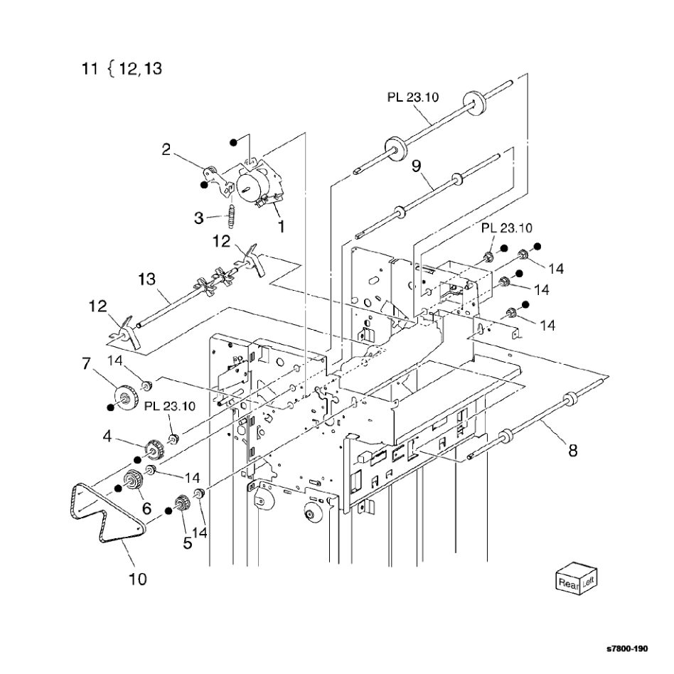 PL 23.13 Finisher Eject (5 of 5) parts diagram - Xerox Phaser 7800