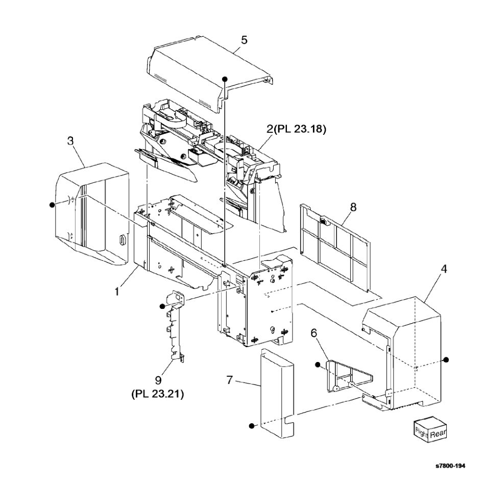 PL 23.17 Booklet Maker Covers parts diagram - Xerox Phaser 7800