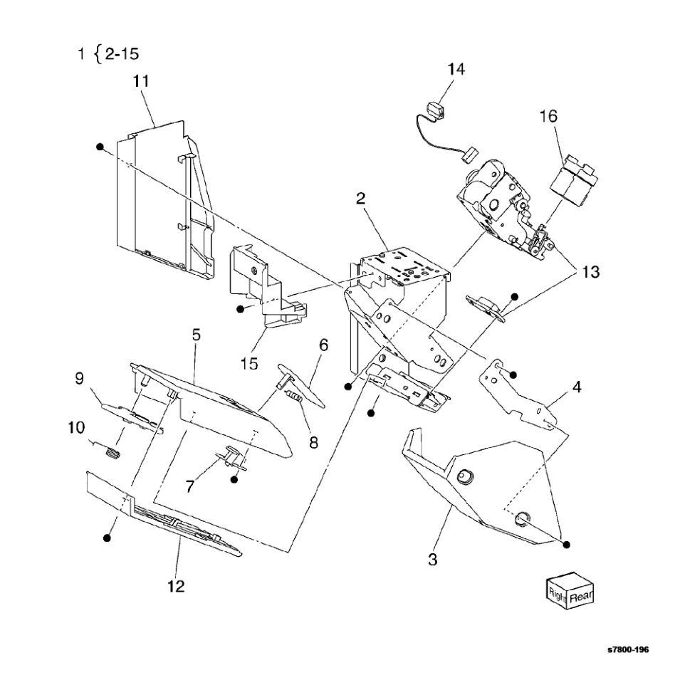 PL 23.19 Booklet Front Stapler parts diagram - Xerox Phaser 7800