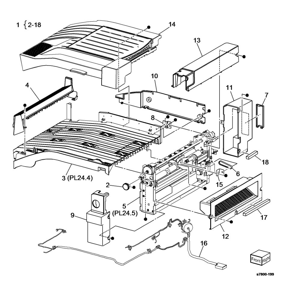 PL 24.2 H-Transport Assembly (1 of 4) parts diagram - Xerox Phaser 7800