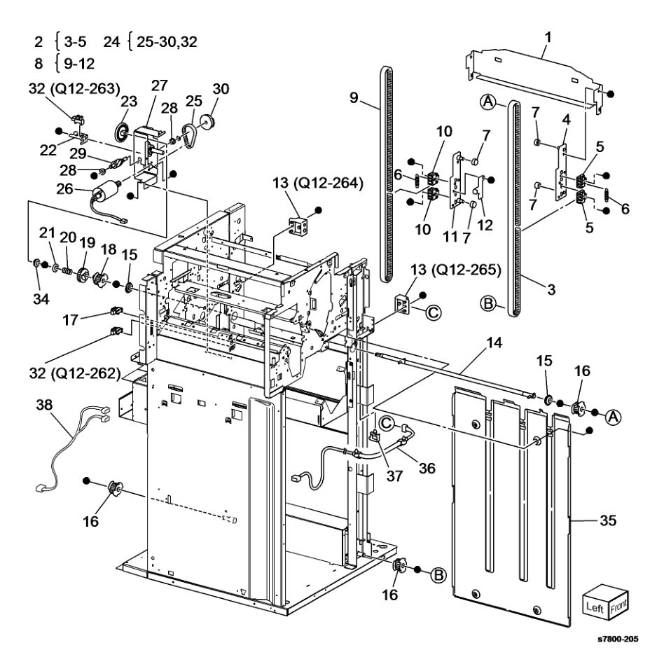 PL 24.31 Finisher Stack parts diagram - Xerox Phaser 7800