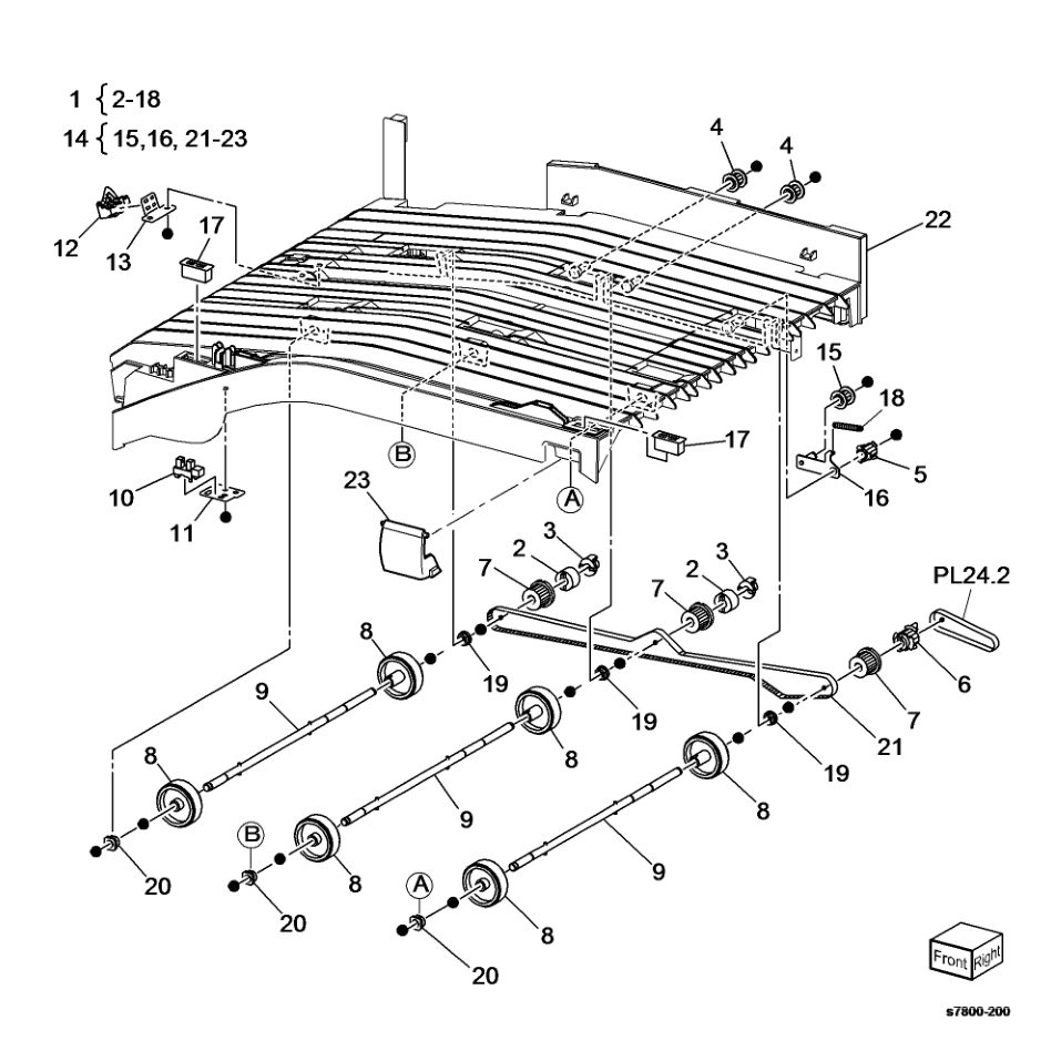 PL 24.4 H-Transport Assembly (2 of 4) parts diagram - Xerox Phaser 7800