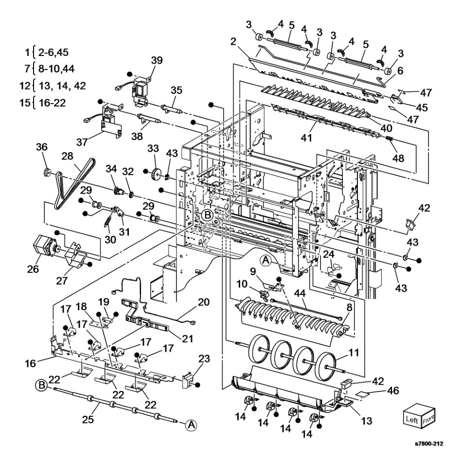 PL 24.41 Finisher Transport (1 of 3) parts diagram - Xerox Phaser 7800