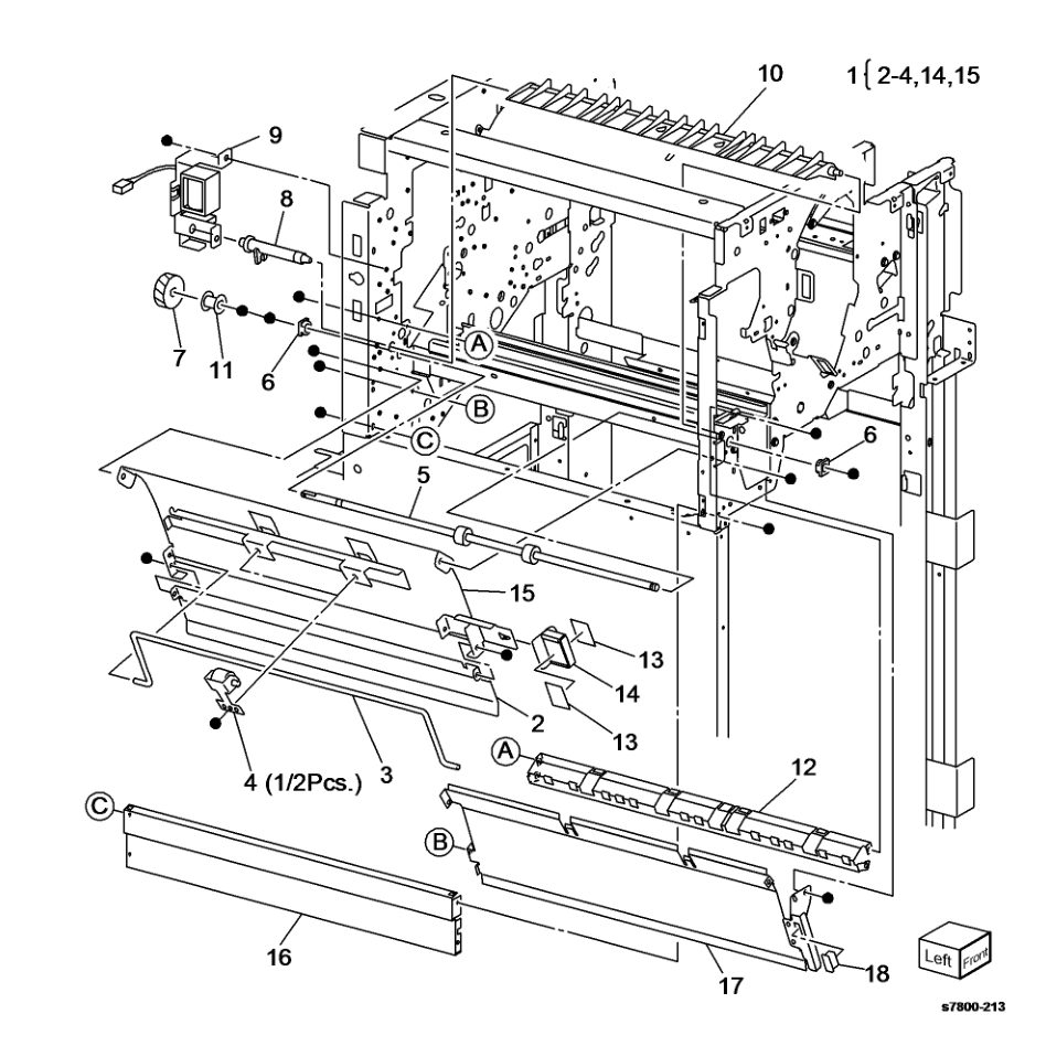 PL 24.42 Finisher Transport (2 of 3) parts diagram - Xerox Phaser 7800