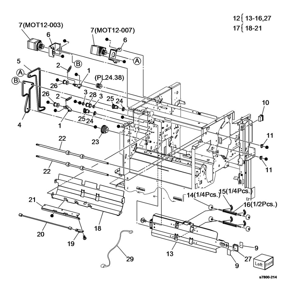 PL 24.43 Finisher Transport (3 of 3) parts diagram - Xerox Phaser 7800