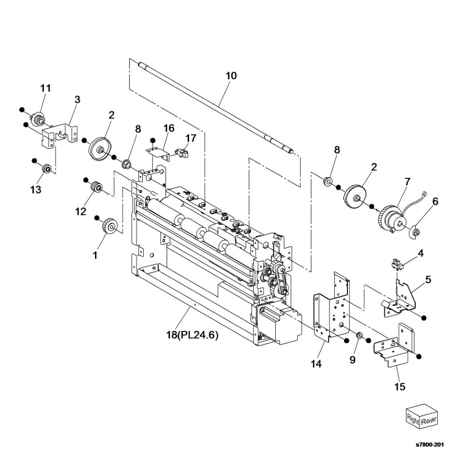 PL 24.5 H-Transport Assembly (3 of 4) parts diagram - Xerox Phaser 7800