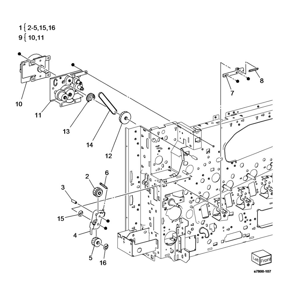 PL 3.1 Drive (1 of 3) parts diagram - Xerox Phaser 7800
