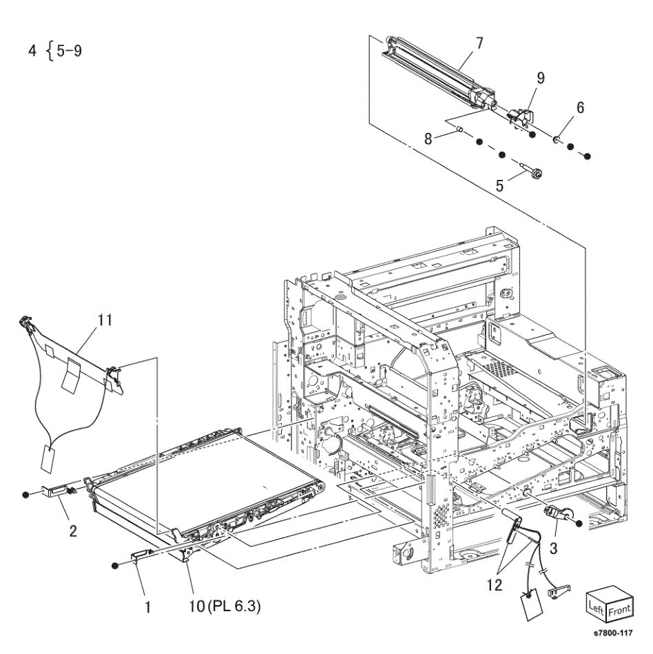 PL 6.1 Transfer (1 of 2) parts diagram - Xerox Phaser 7800