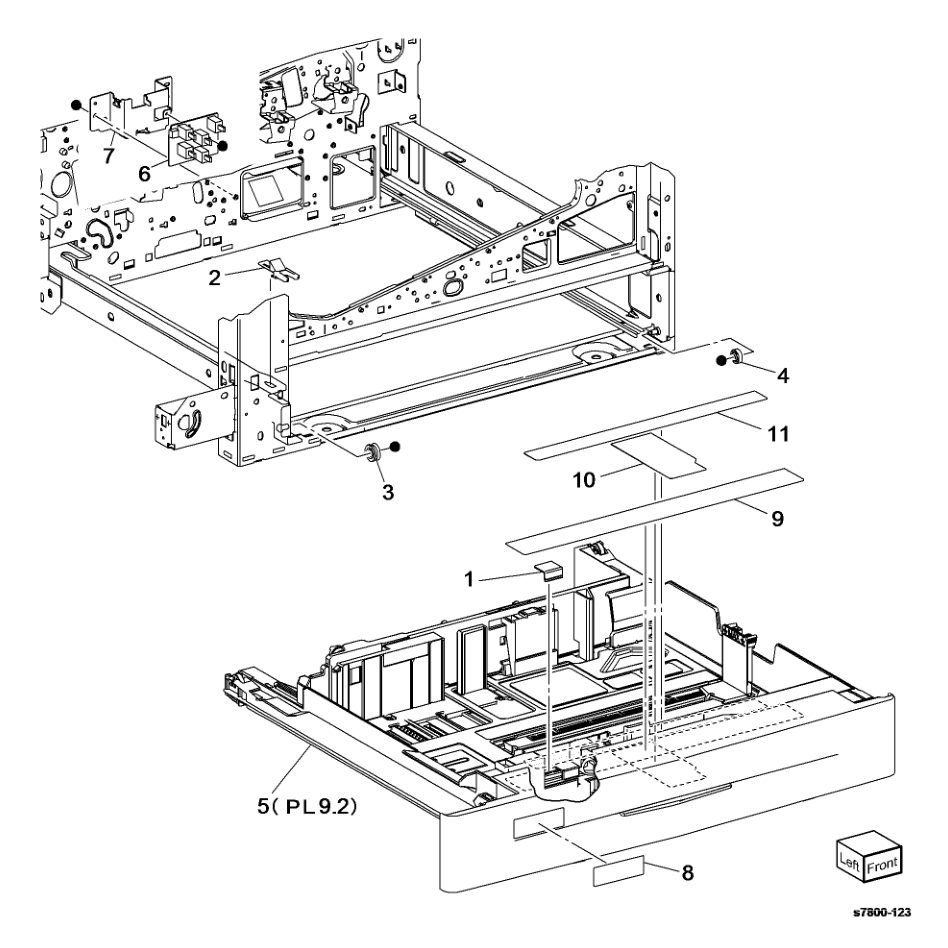 PL 9.1 Tray 2 Feeder/Tray2 parts diagram - Xerox Phaser 7800