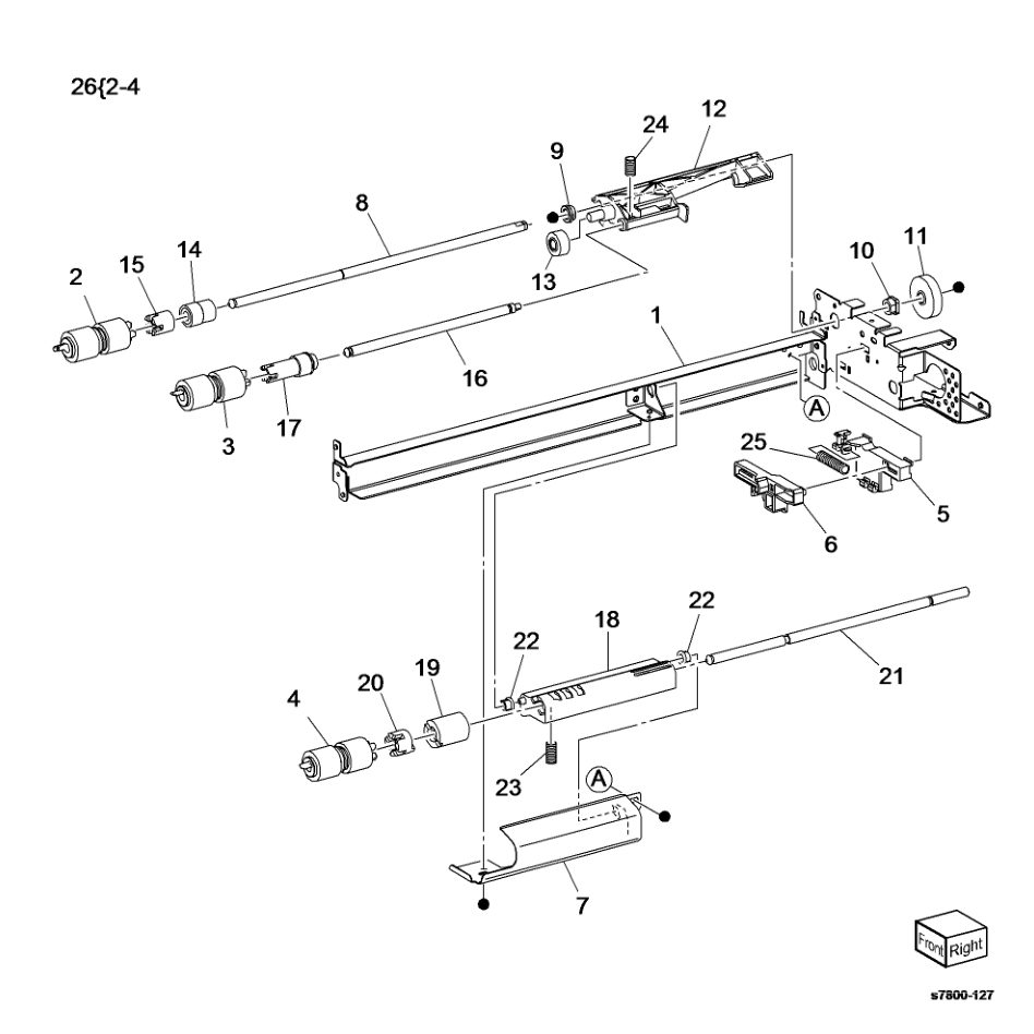 PL 9.5 Tray 2 Feeder Assembly (2 of 2) parts diagram - Xerox Phaser 7800