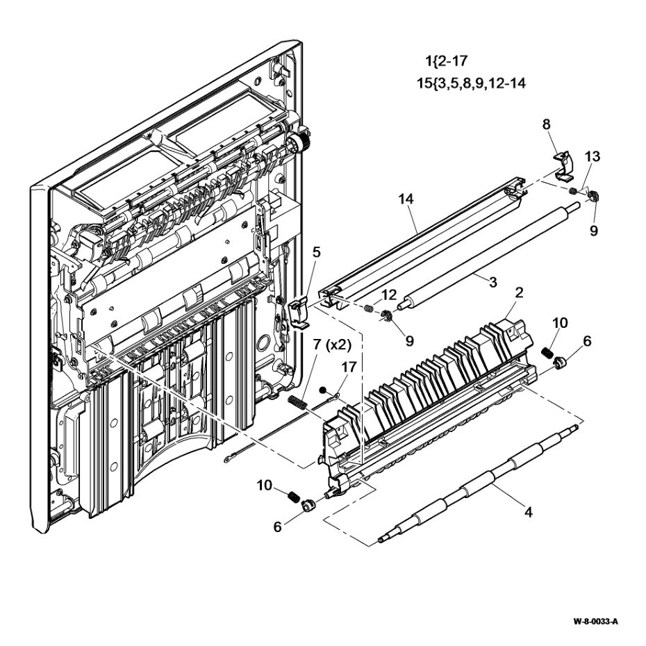 PL 80.15 Registration Transfer parts diagram - Xerox WorkCentre 5945 / 5955